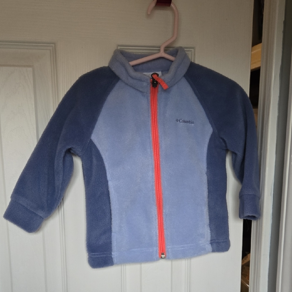 Columbia Two-Tone Blue Jacket Zip Up 12-18 Months Girls Pockets Fleece NWT
